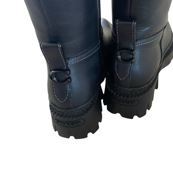 NEW Coach Black Leather Tall Lug Sole Riding Boots • Size 6B / 36.5 - Picture 5 of 12